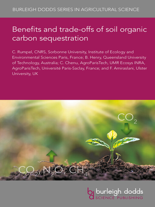 Title details for Benefits and trade-offs of soil organic carbon sequestration by C. Rumpel - Available